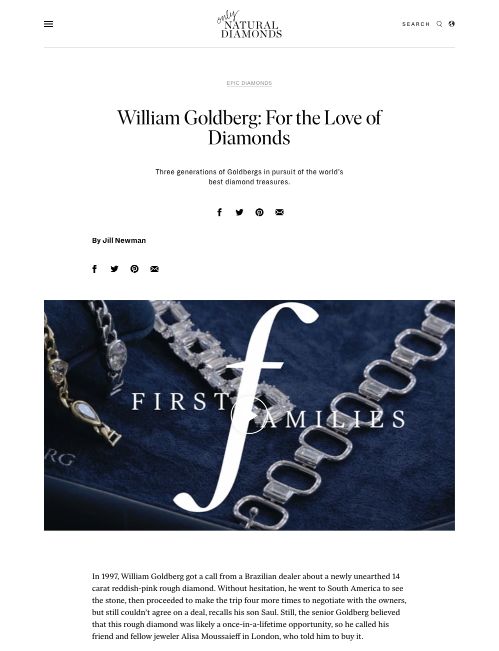 Only Natural Diamonds First Families William Goldberg