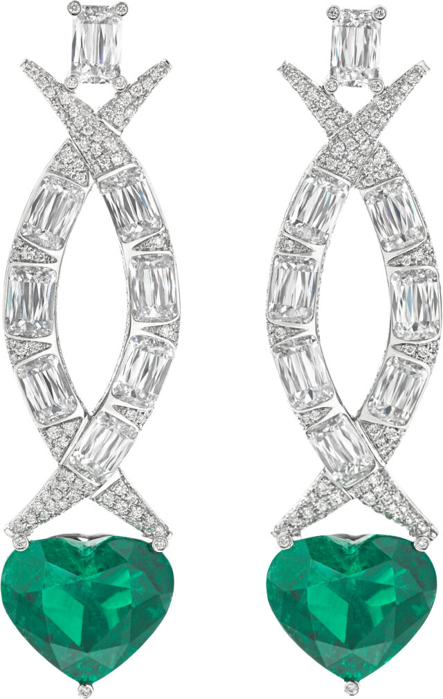 Ashoka and heart shape emerald earrings e3458 v2