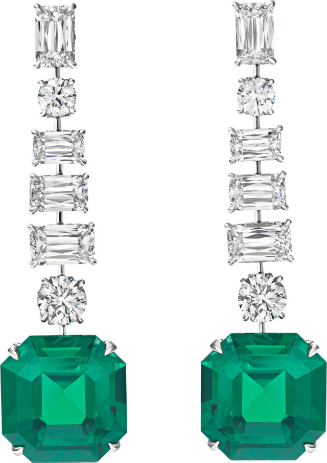 Ashoka and emerald cut emerald earrings e3456 v2