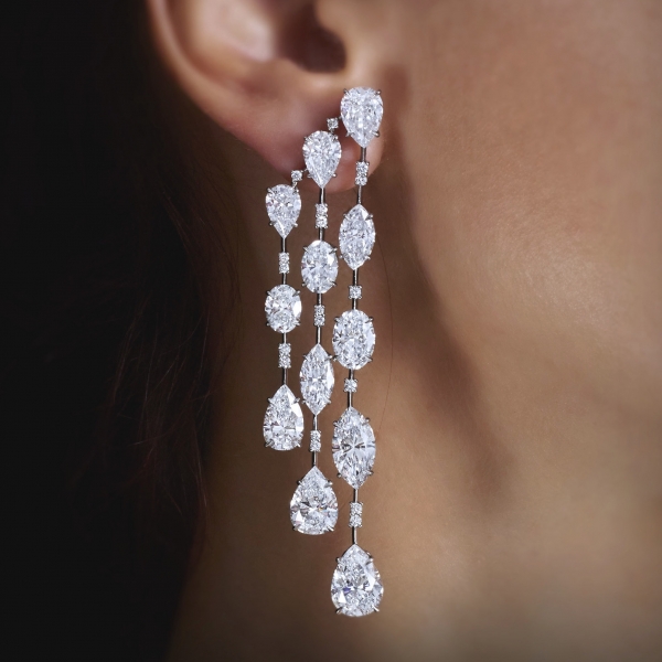 Fancy Shape Diamond Chandelier Earrings