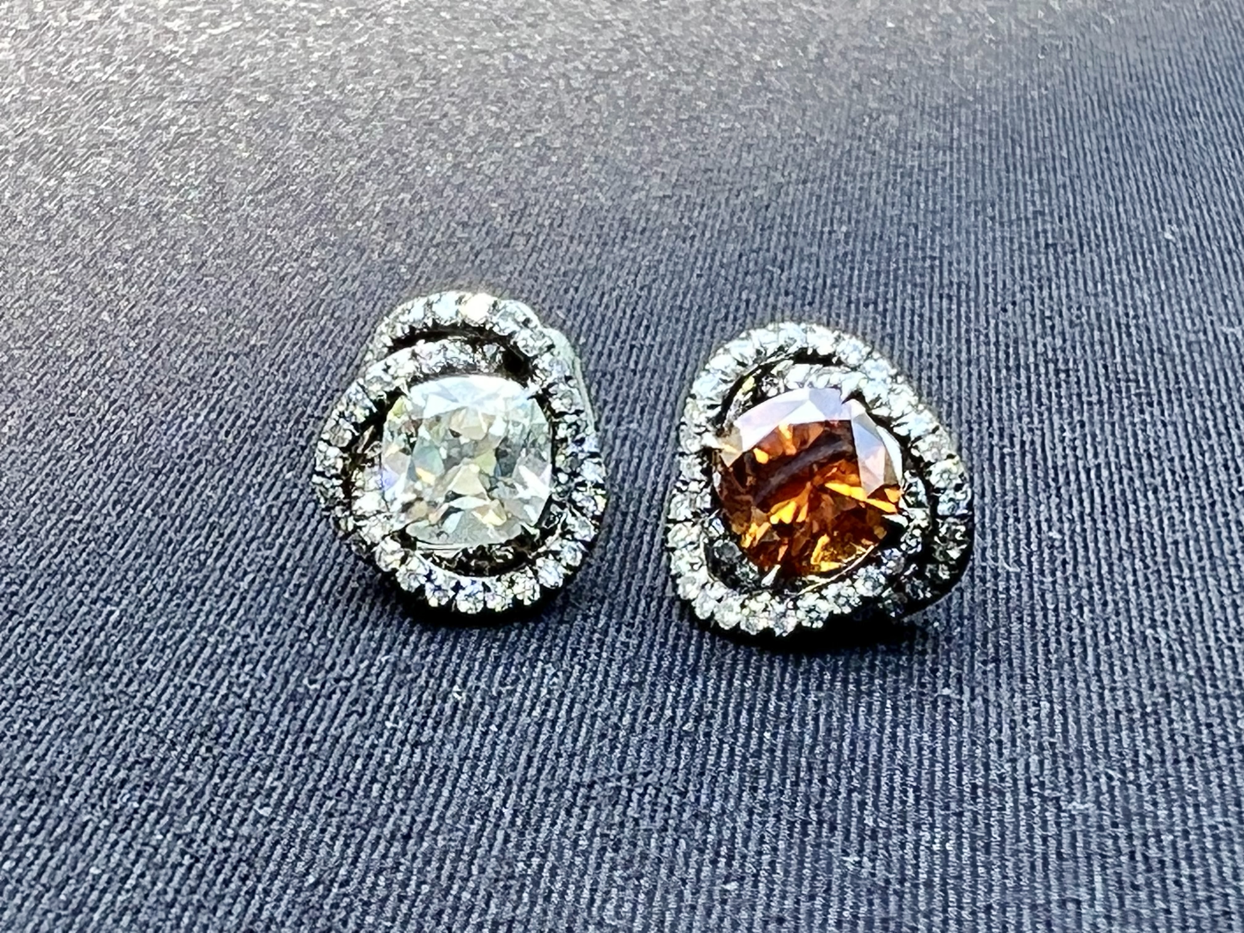 Lili Goldberg orange and white diamond flower JAR earrings