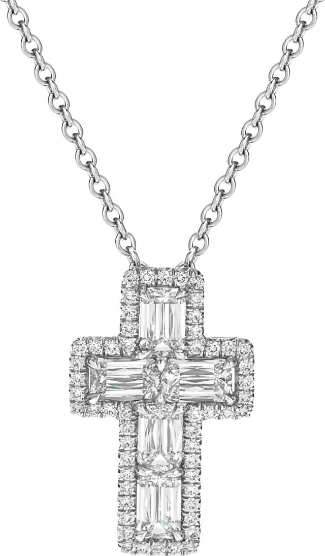 Ashoka 5 stone micropave cross pendant necklace cr0141