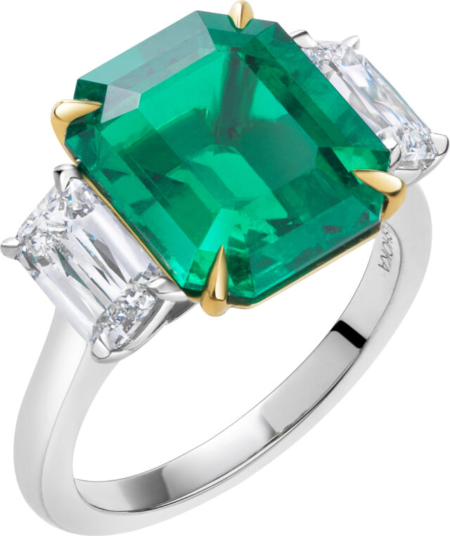 Ashoka and emerald cut emerald ring r6573 v3