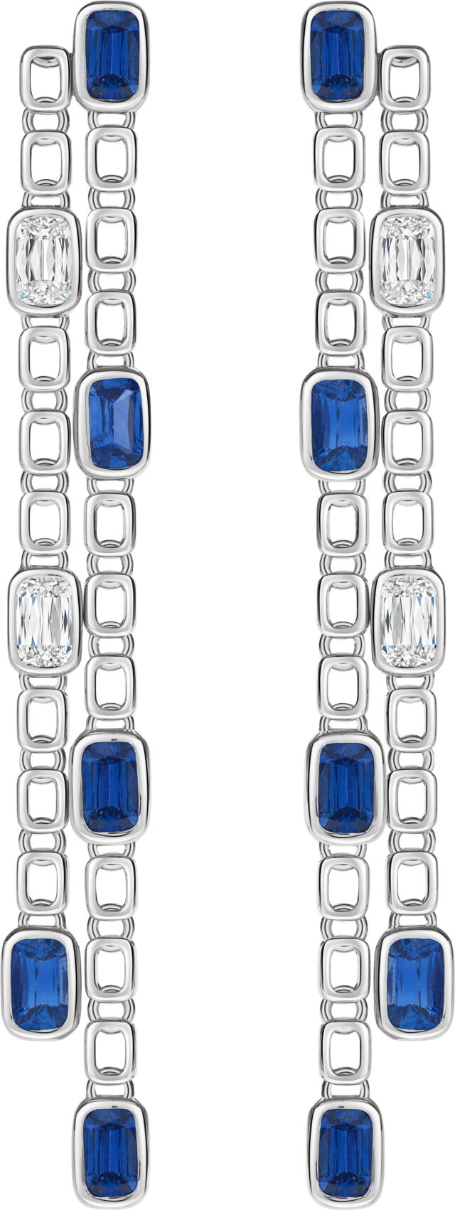 Ashoka and sapphire rocker chandelier earrings e3571