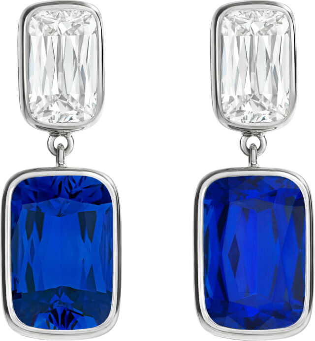 Ashoka sapphire bezel set drop earrings e3545