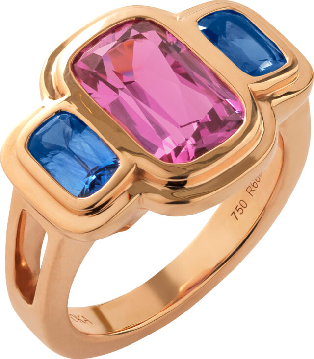 Ashoka trilogy bezel set sapphire ring r6644