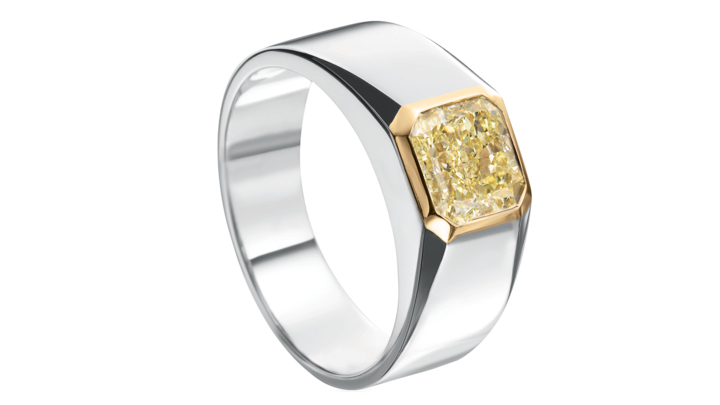 Fancy Color Radiant Two Tone Mens Ring R6307
