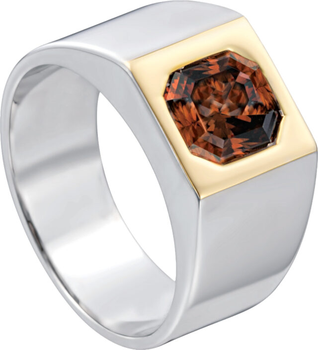 Fancy Color Emerald Cut Mens Ring R6294