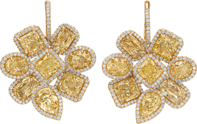 Fancy Shape Flower Micropave Drop Earrings E3389