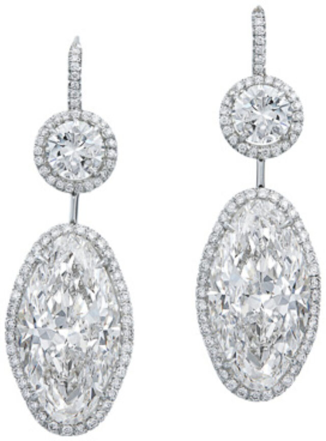 Marquise and Brilliant Melee Drop Earrings E3325