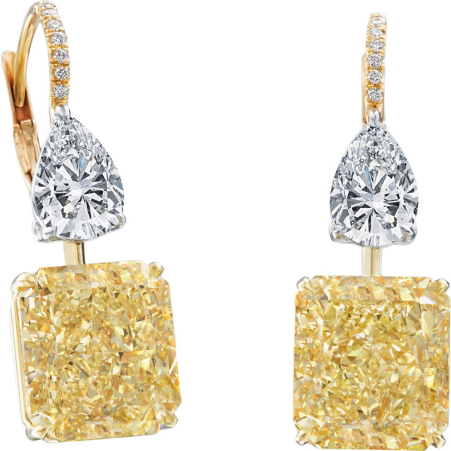 Radiant and Pear Shape Drop Earrings E2902