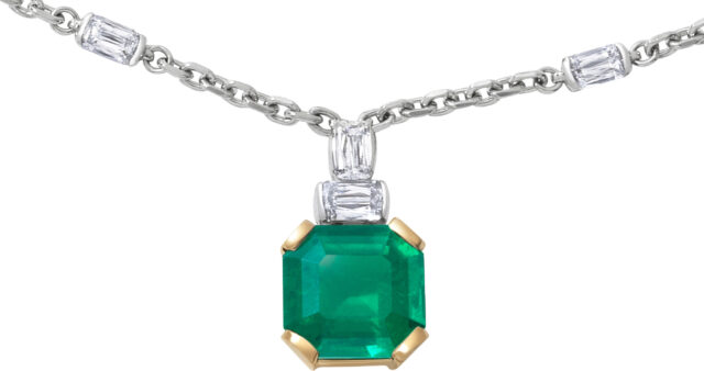 Emerald and ashoka pendant necklace pd1218 v2