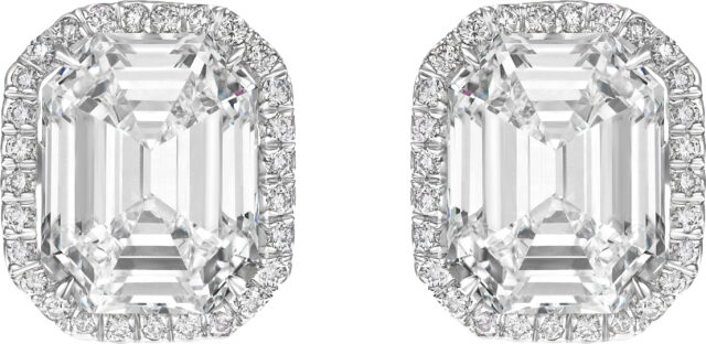 Emerald cut micropave stud earrings s1720