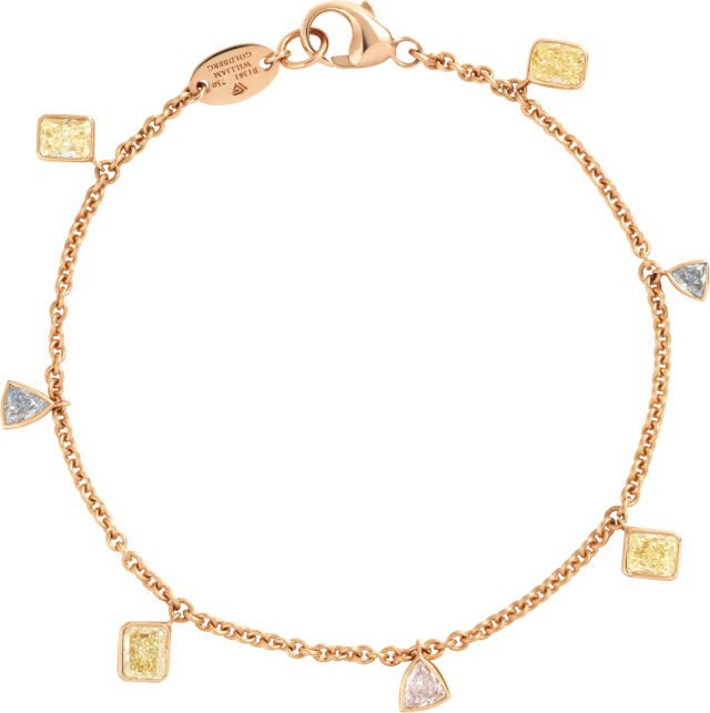 Fancy color bezel set charm bracelet b1381