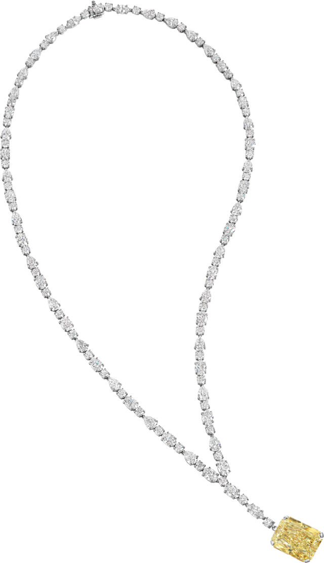 Fancy shape laurie necklace with radiant fancy yellow pendant n1653