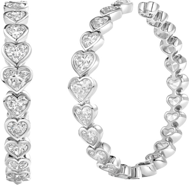 Heart shape bezel hoop earrings e3529