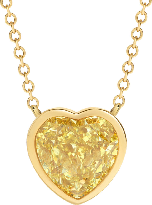 Heart shape bezel set pendant necklace pd1157