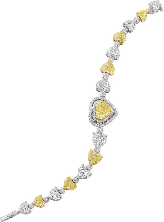 Heart shape fancy yellow bracelet b1417