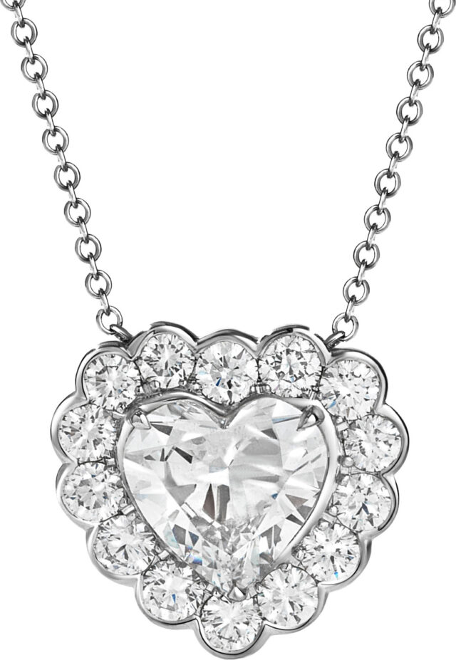 Heart shape pave pendant necklace pd1239