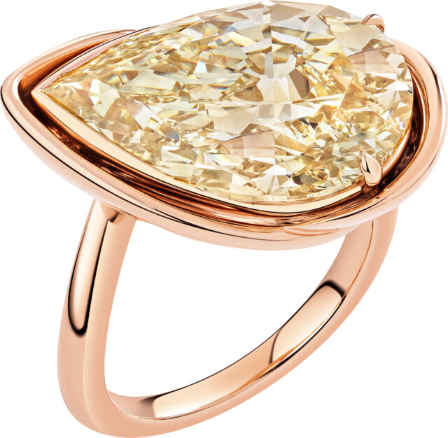 Pear shape semi bezel ring r6746