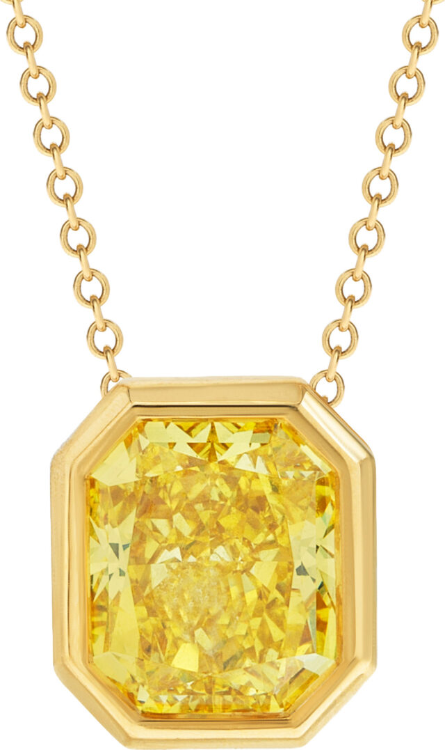 Radiant sideways bezel set pendant necklace pd1271