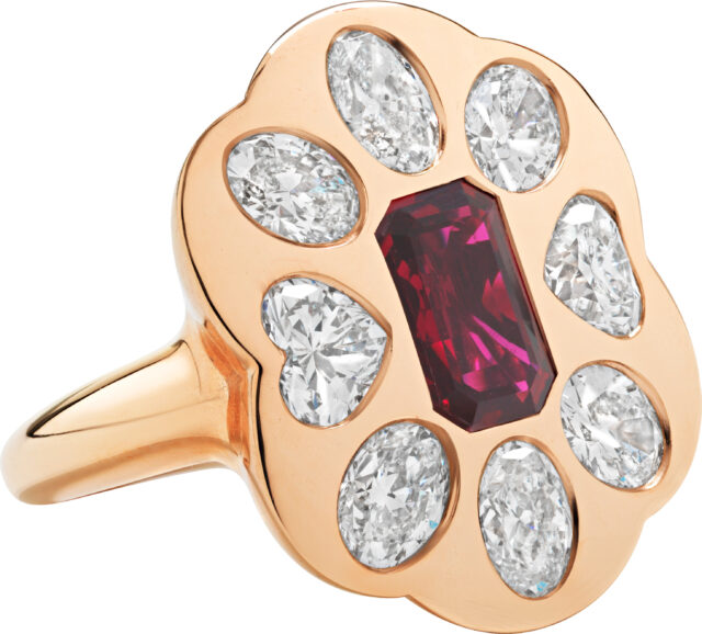 Ruby flower ring r6656