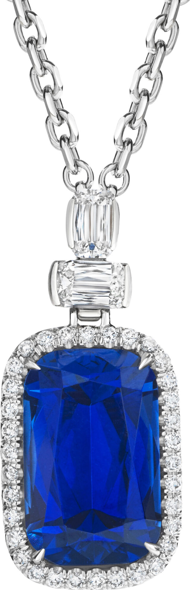 Sapphire ashoka fixed pendant necklace pd1218a