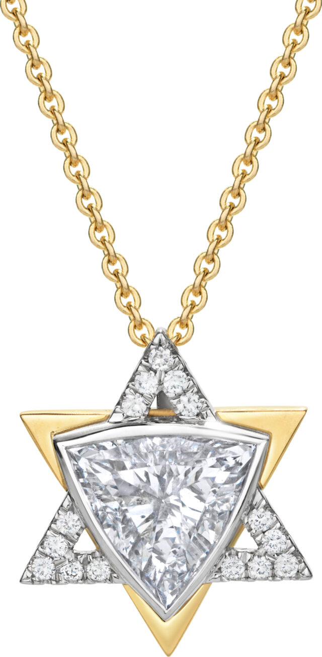 Trilliant pave star of david necklace pd1255