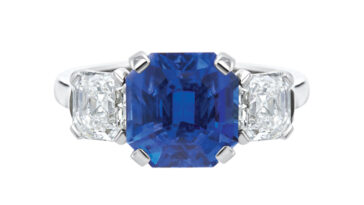 Asscher Cut Sapphire Trilogy Ring R3784